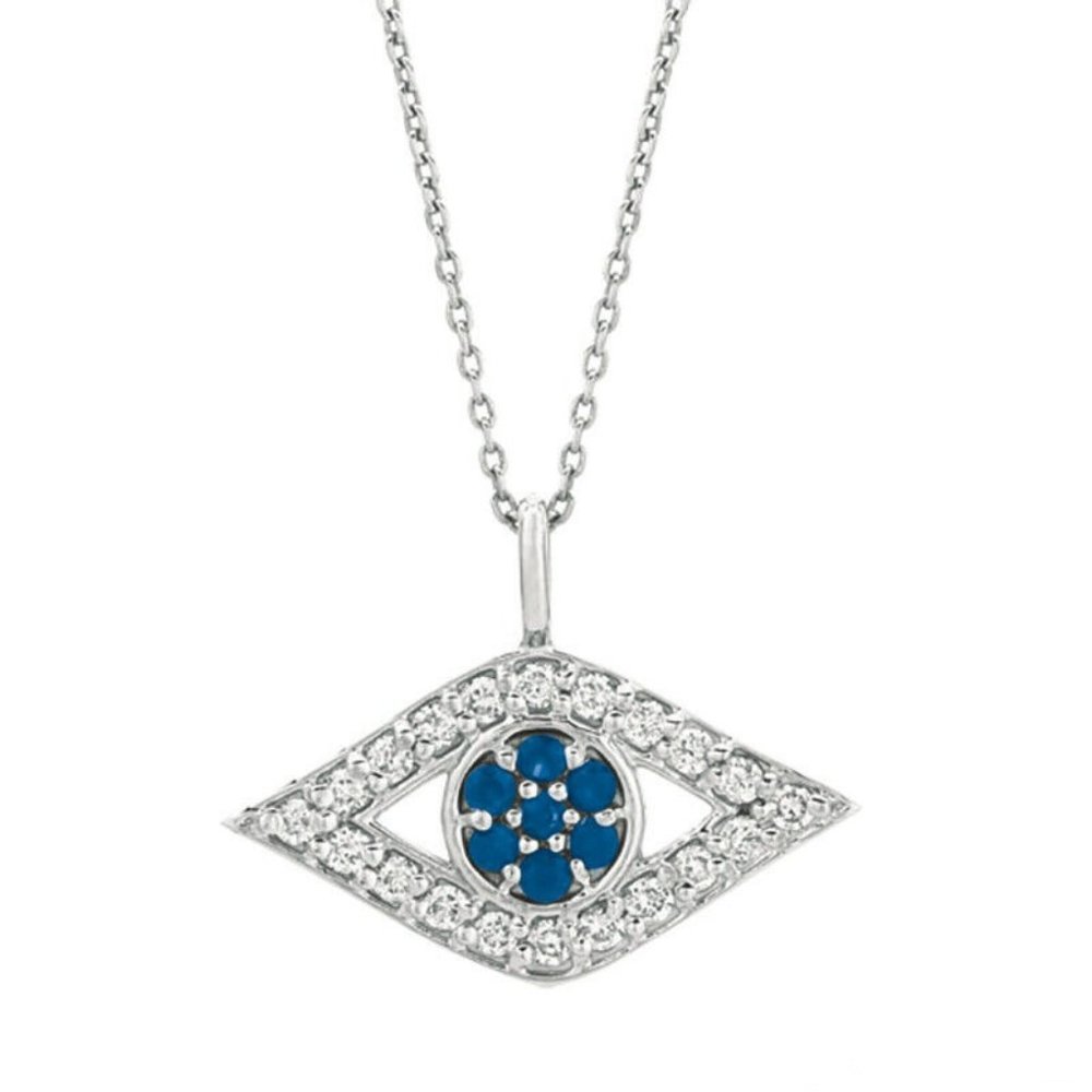 0.52 Carat Natural Diamond & Sapphire Evil Eye